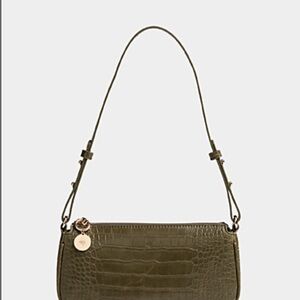 Dark Olive Green Crocodile Shoulder Bag